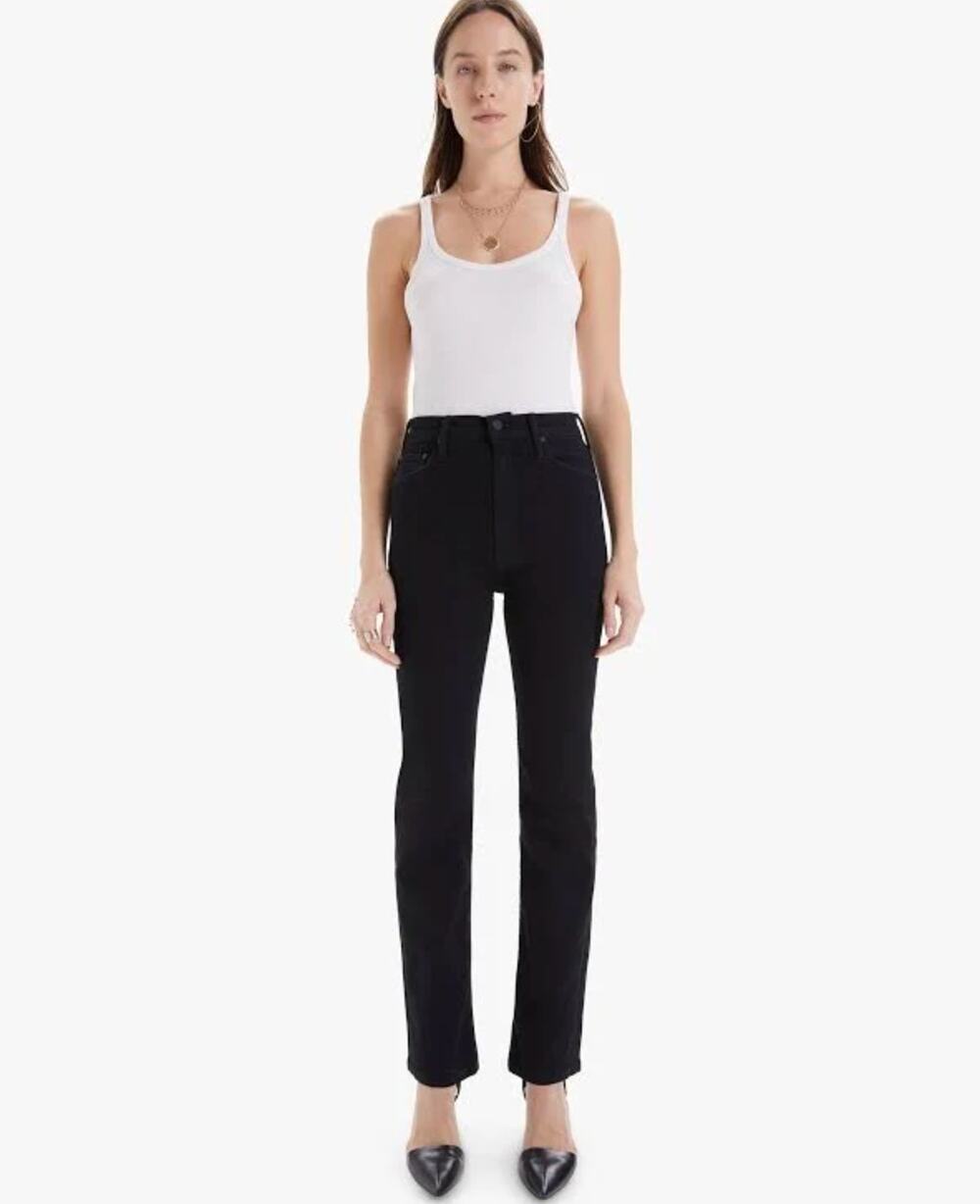 MOTHER High Waisted Rider Skimp Not Guilty Black Straight Leg Jeans 25